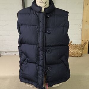 J. Crew Dark Navy Puffer Vest Y2K 2005 DOWN FILLED. Size Large